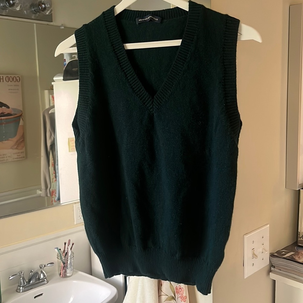 Forest Green cashmere sweater vest, kinda oversized
